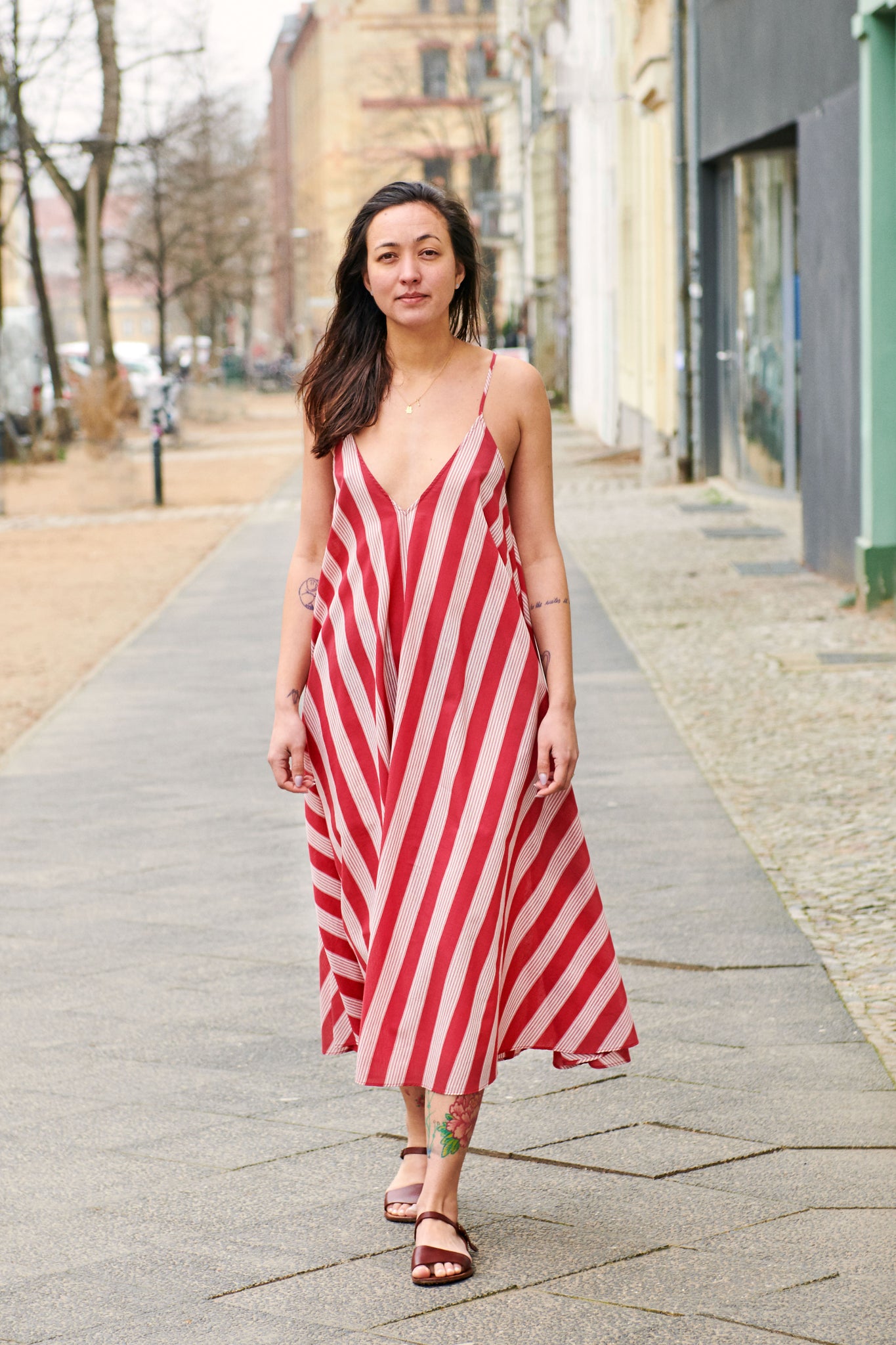 SIMPLE SAVANNA DRESS red stripes
