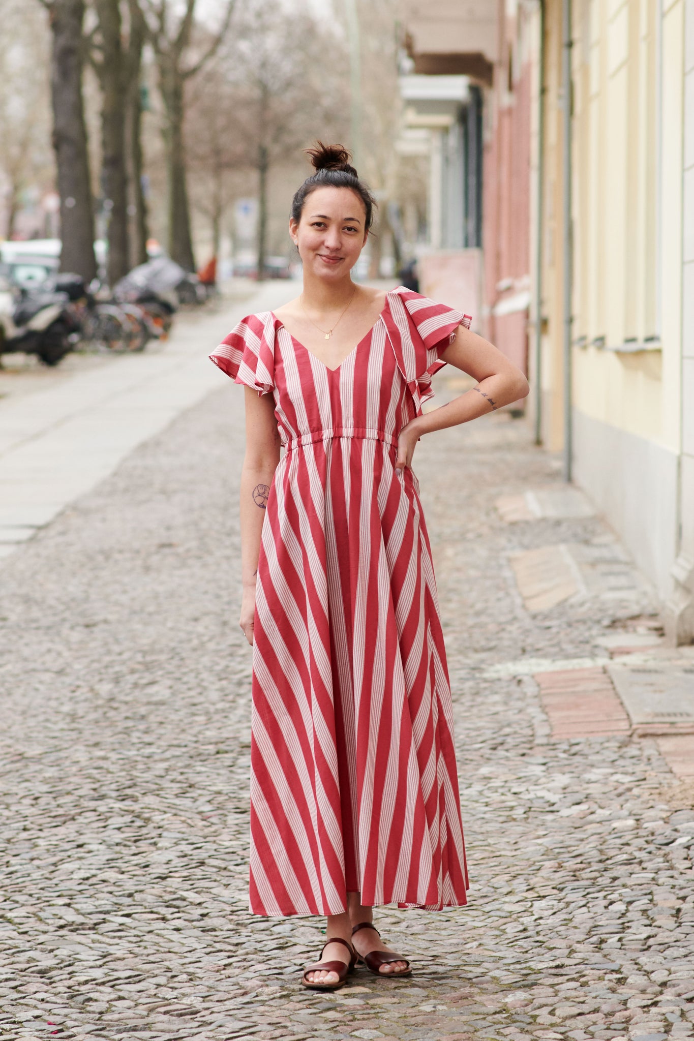 TUSKANA DRESS red stripes